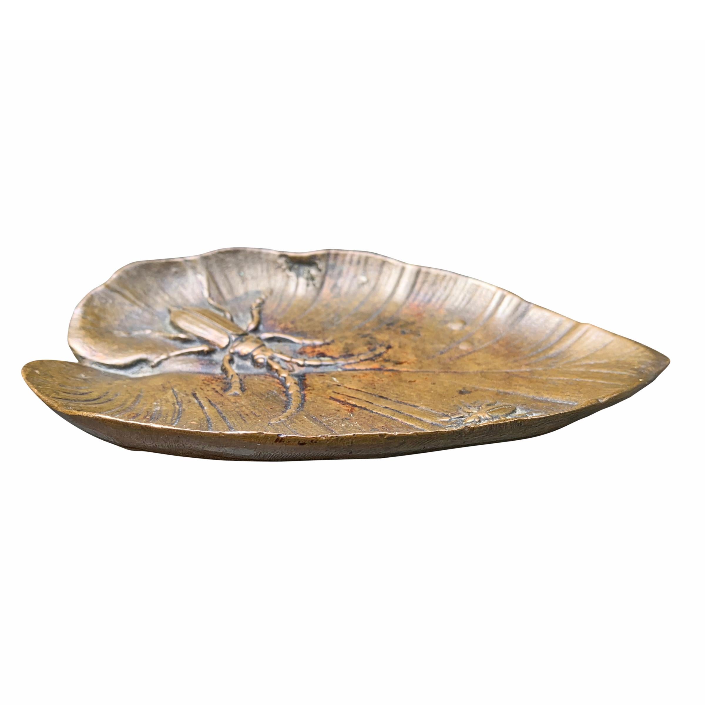 American Bronze Leaf and Bug Dish