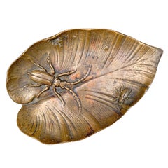 Antique Bronze Leaf and Bug Dish