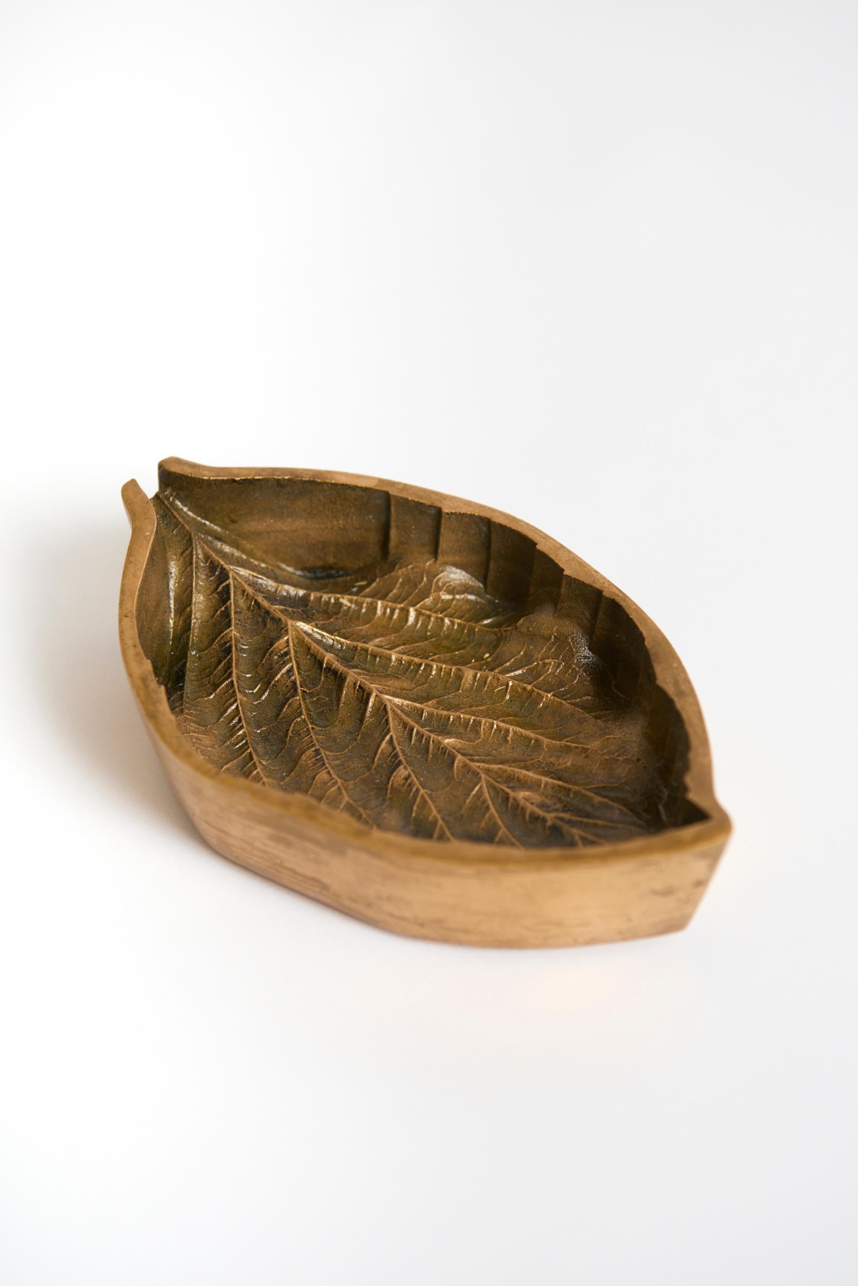 A bronze 'leaf' bowl
Stamped, undeciphered
France, mid 20th Century
