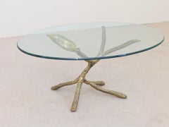 bronze leaf coffee table attributed to Jacques Duval - 1980s