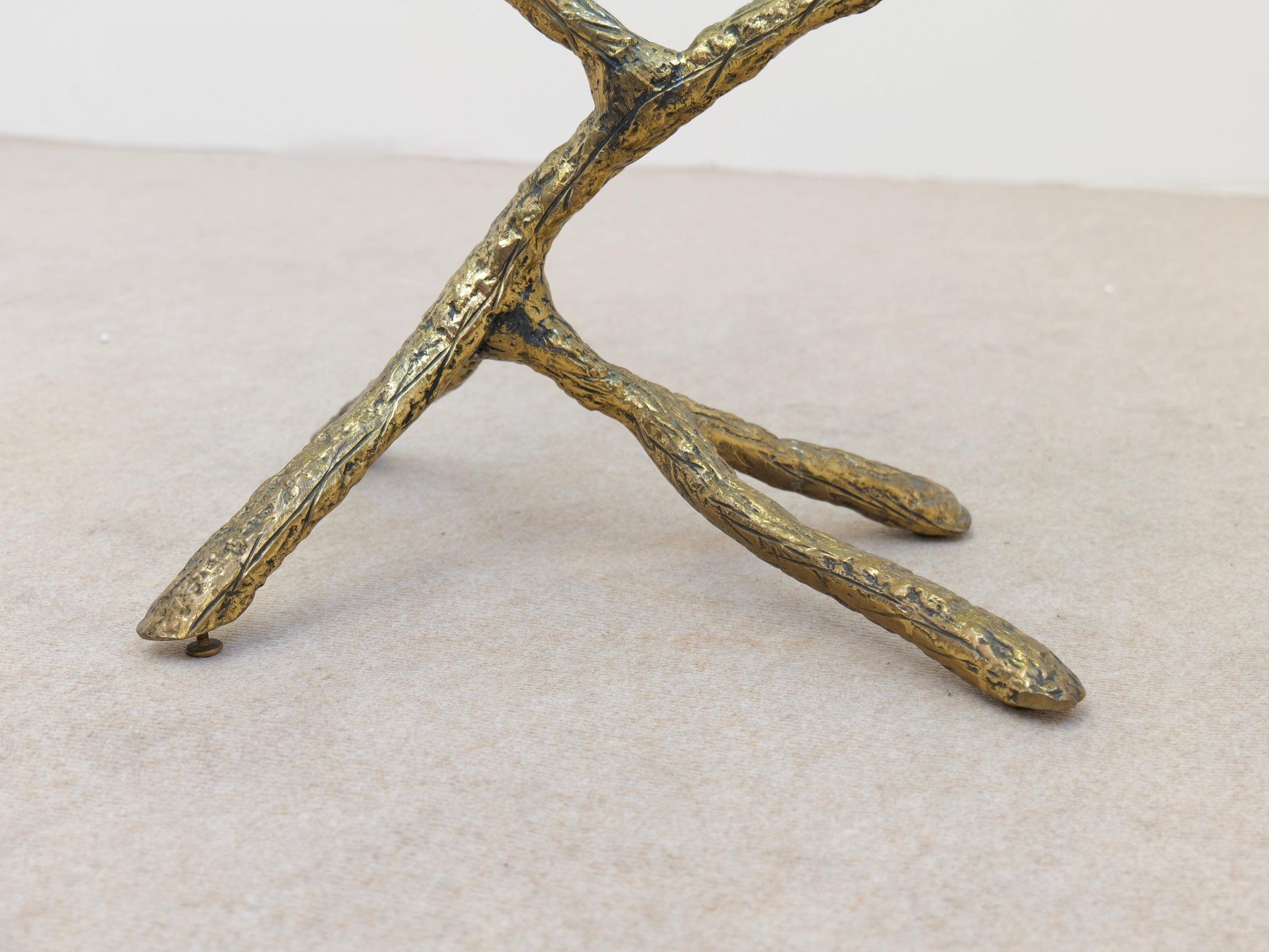 bronze leaf coffee table attributed to Jacques Duval - 1980s For Sale 1
