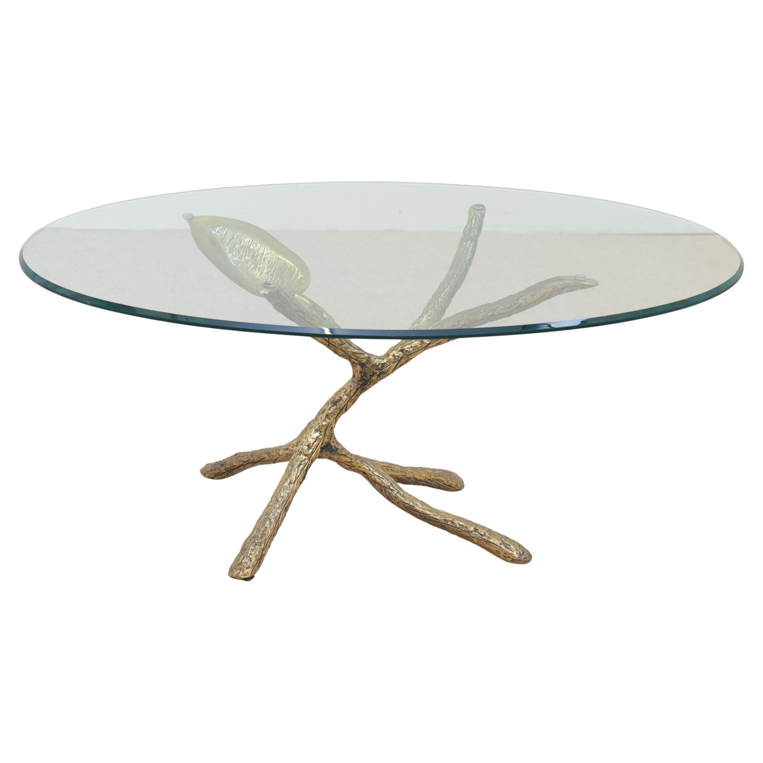 Couchtisch aus Blattbronze, Jacques Duval zugeschrieben, 1980er Jahre