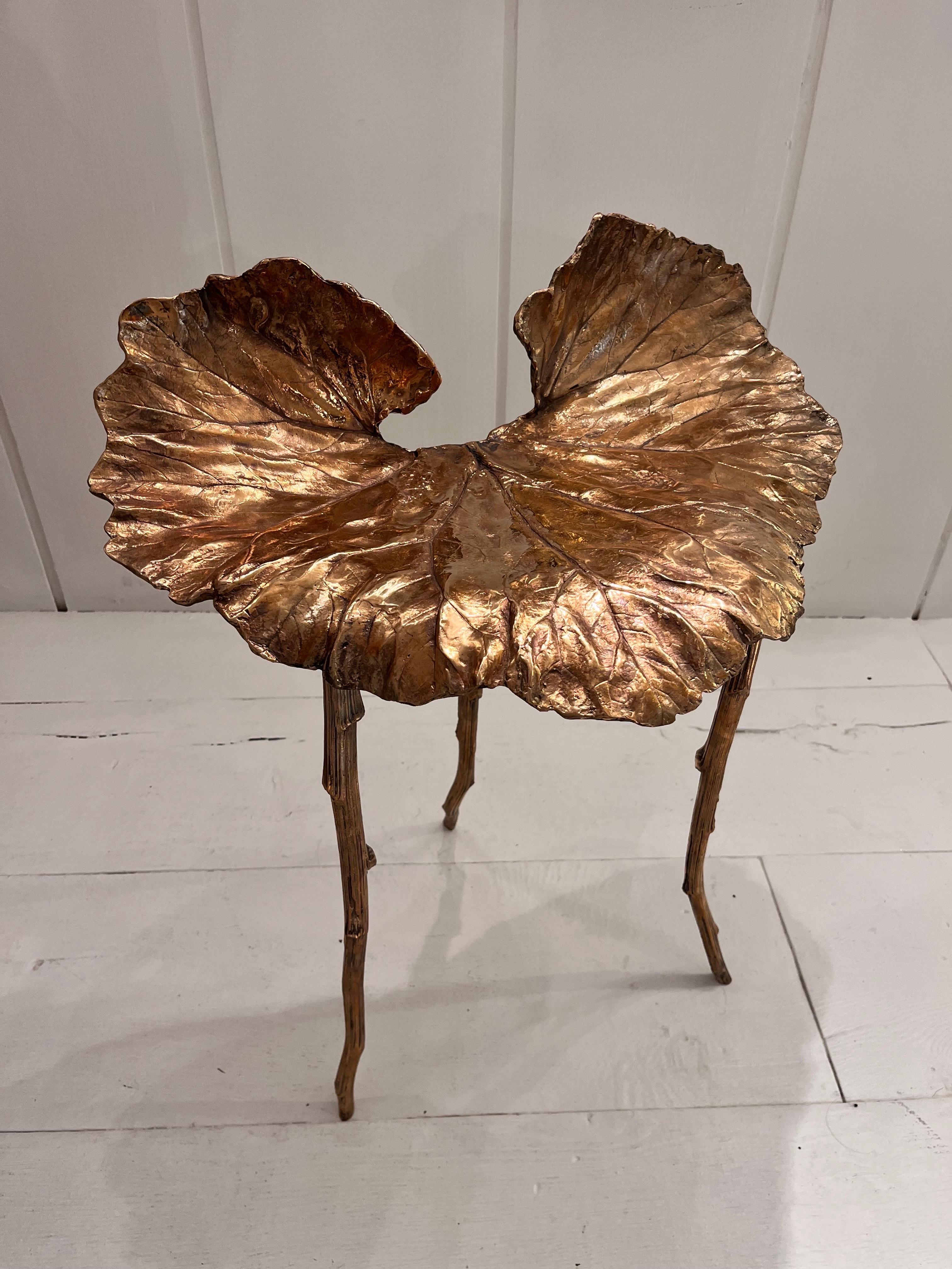 Bronze Leaf Stool by Clotilde Ancarani For Sale 4