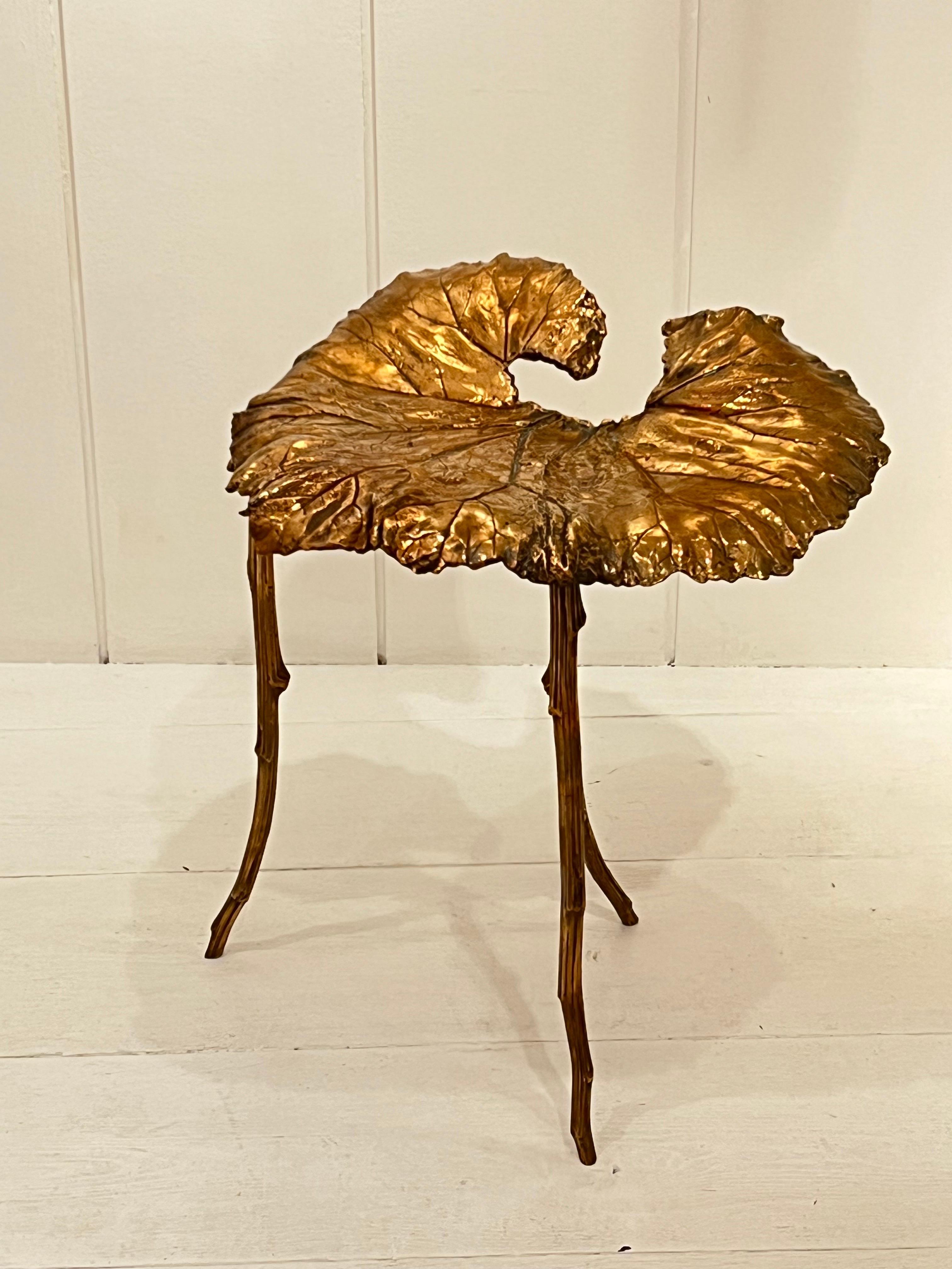 Organic Modern Bronze Leaf Stool by Clotilde Ancarani