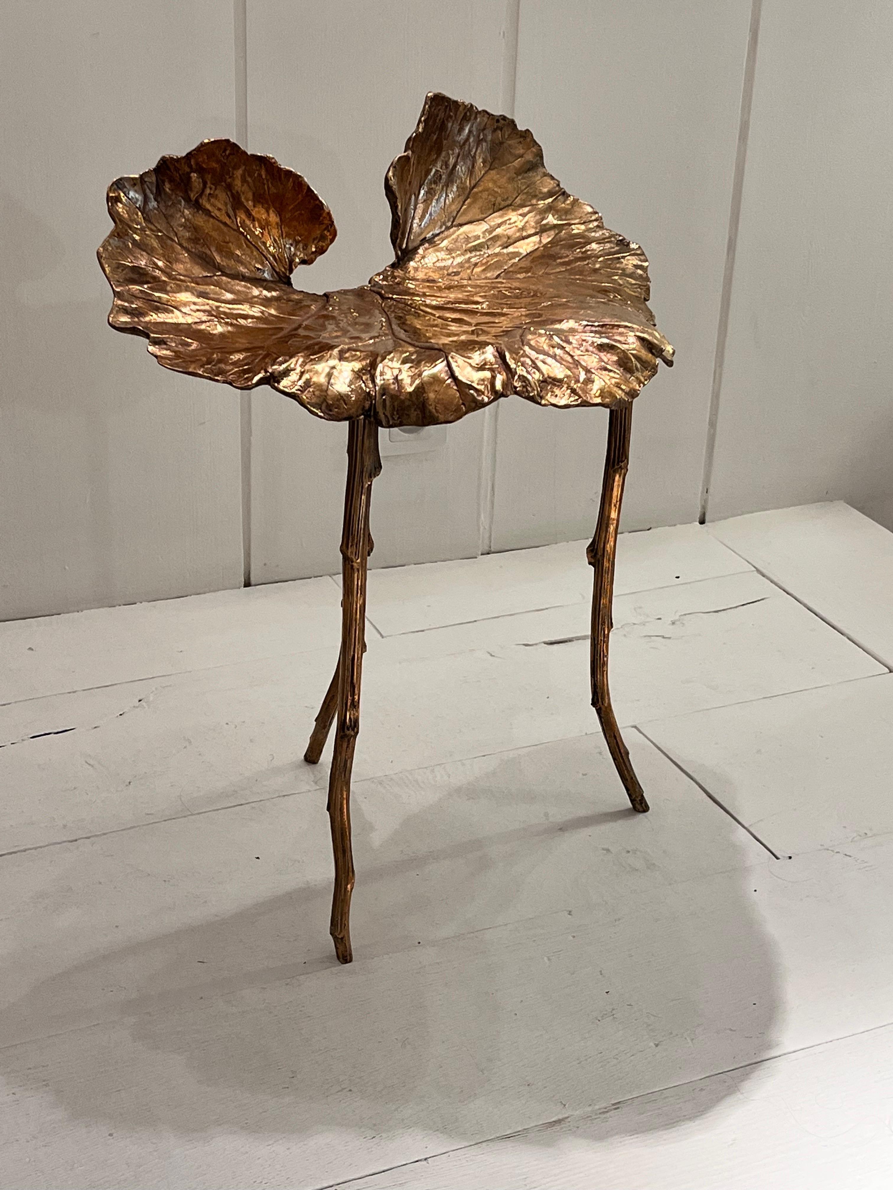 Belgian Bronze Leaf Stool by Clotilde Ancarani For Sale