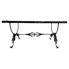 Bronze Leaf Table with Black Marble Top