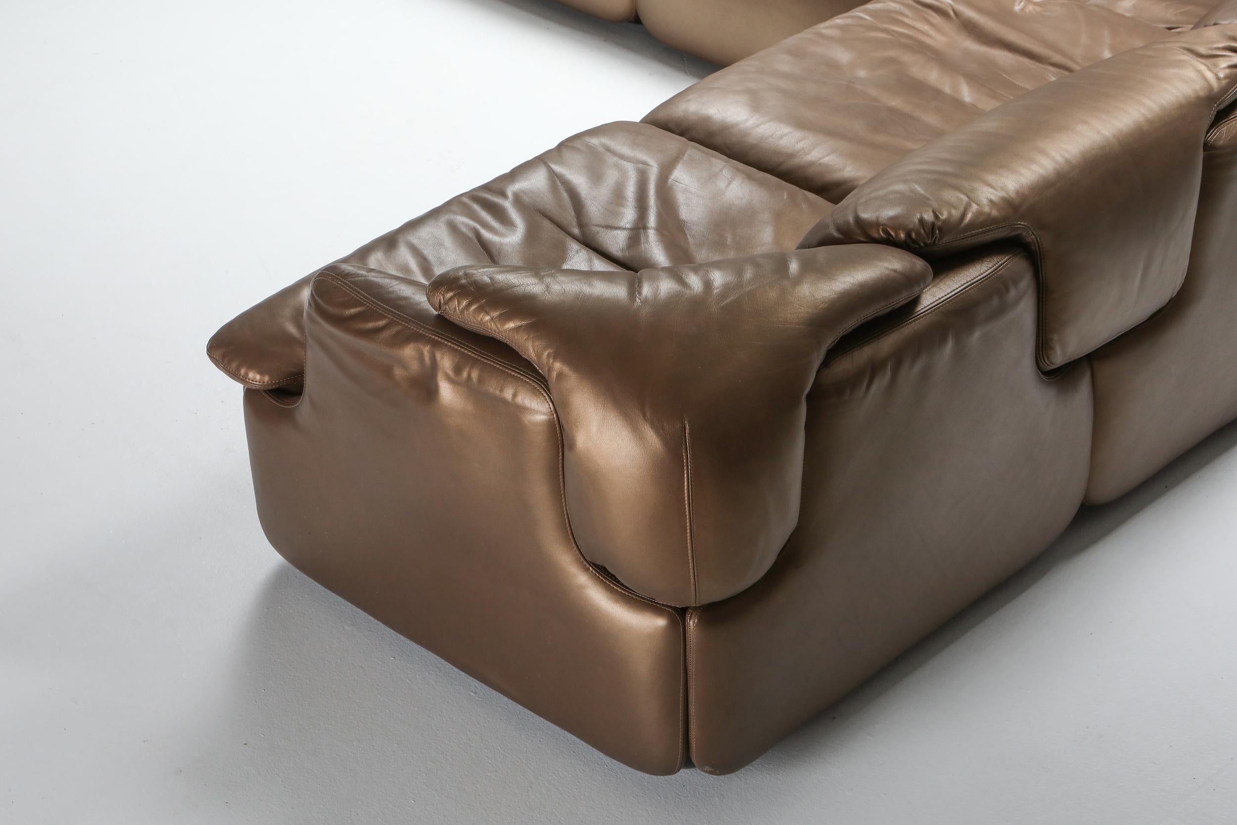 Bronze Leather Saporiti 'Confidential' Sectional Sofa 3
