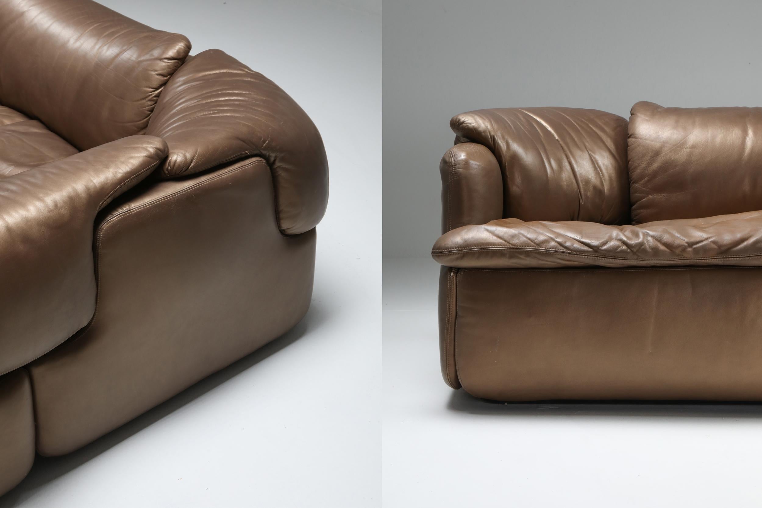 Bronze Leather Saporiti 'Confidential' Sectional Sofa 5