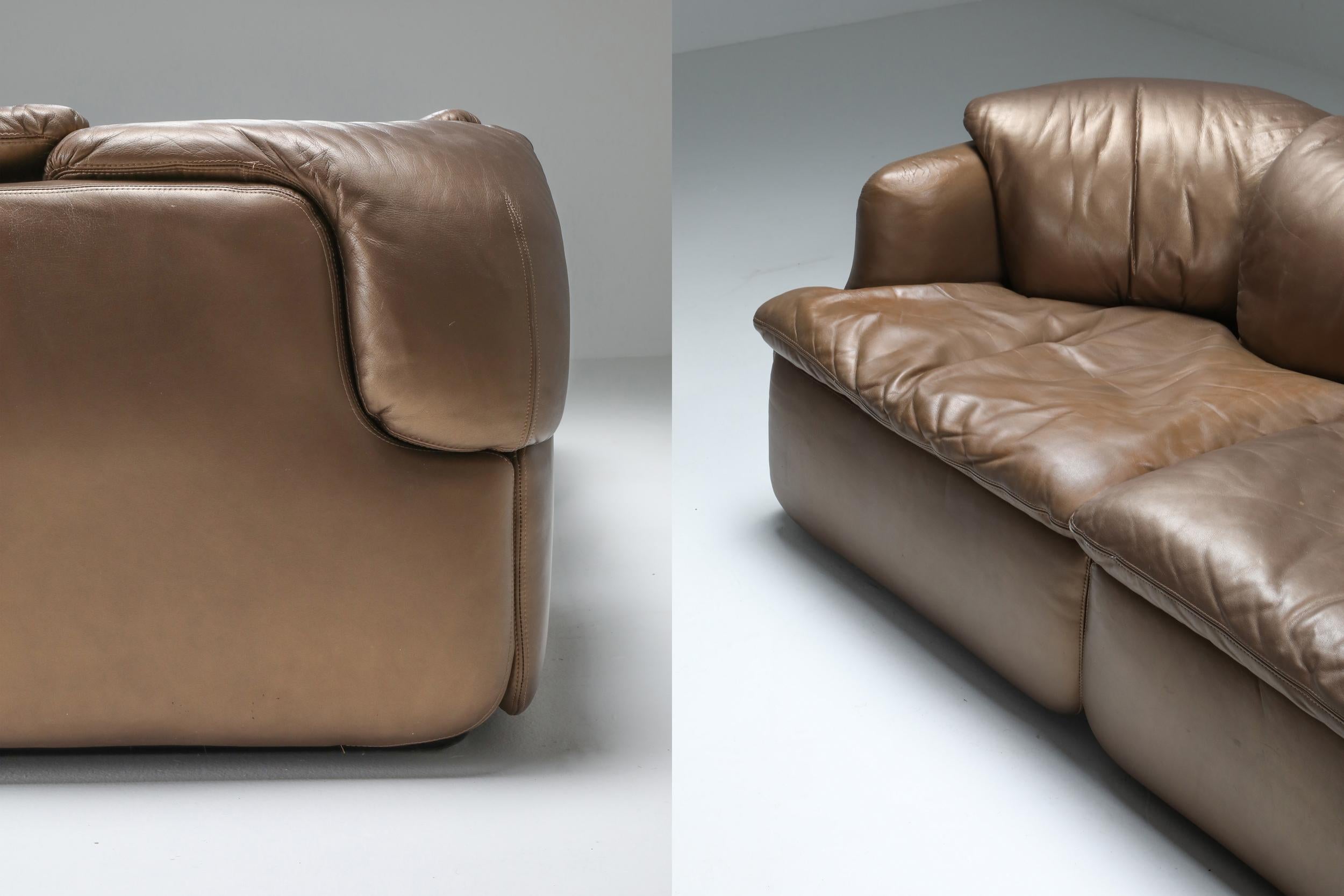 Bronze Leather Saporiti 'Confidential' Sectional Sofa 6