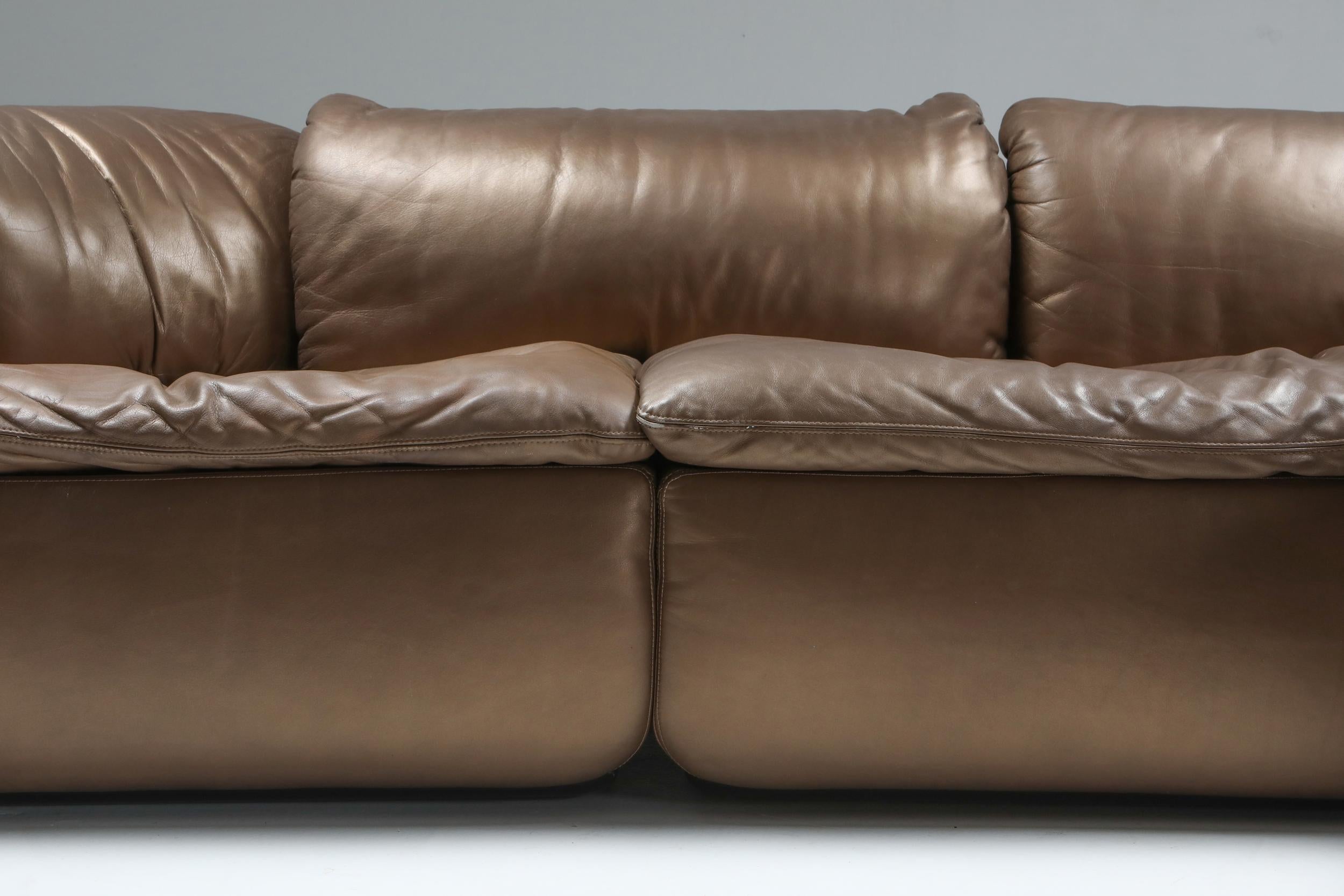 Bronze Leather Saporiti 'Confidential' Sectional Sofa 2