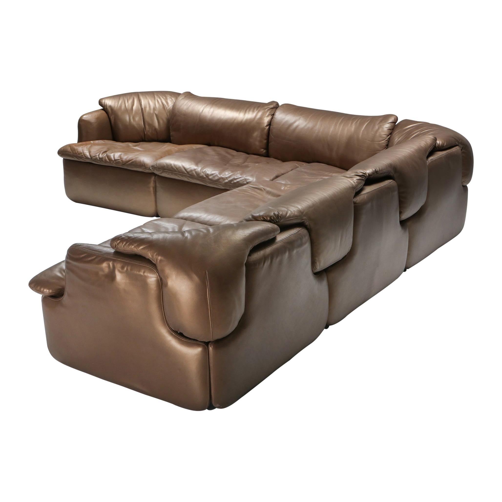 Bronze Leather Saporiti 'Confidential' Sectional Sofa