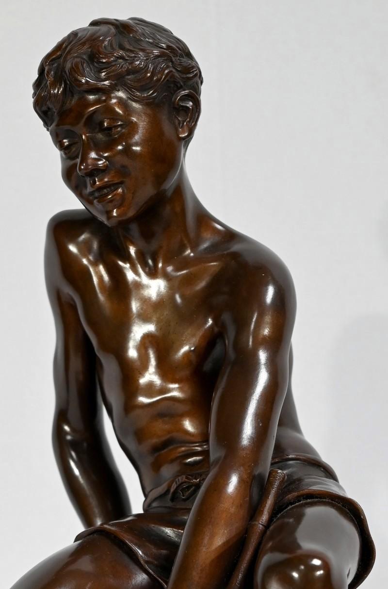 Bronze Sculpture “The Child with the Net”, signed R.Guillaume – 20th century For Sale 9