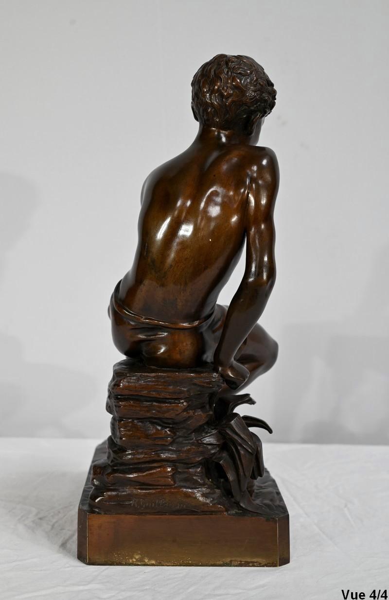 Bronze Sculpture “The Child with the Net”, signed R.Guillaume – 20th century For Sale 11