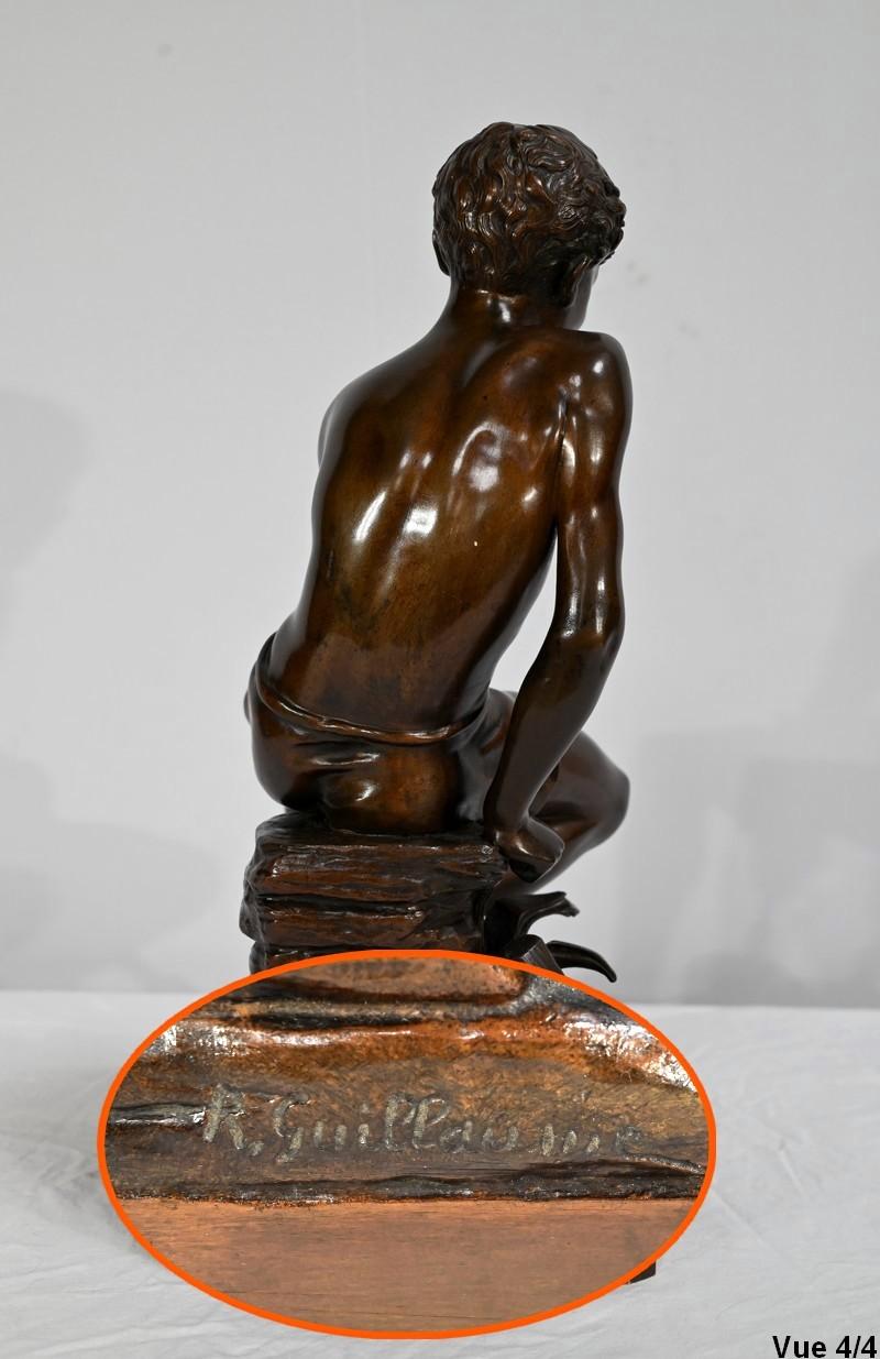 Bronze Sculpture “The Child with the Net”, signed R.Guillaume – 20th century For Sale 12