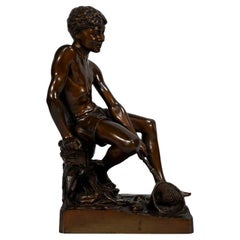 Bronze Sculpture “The Child with the Net”, signed R.Guillaume – 20th century
