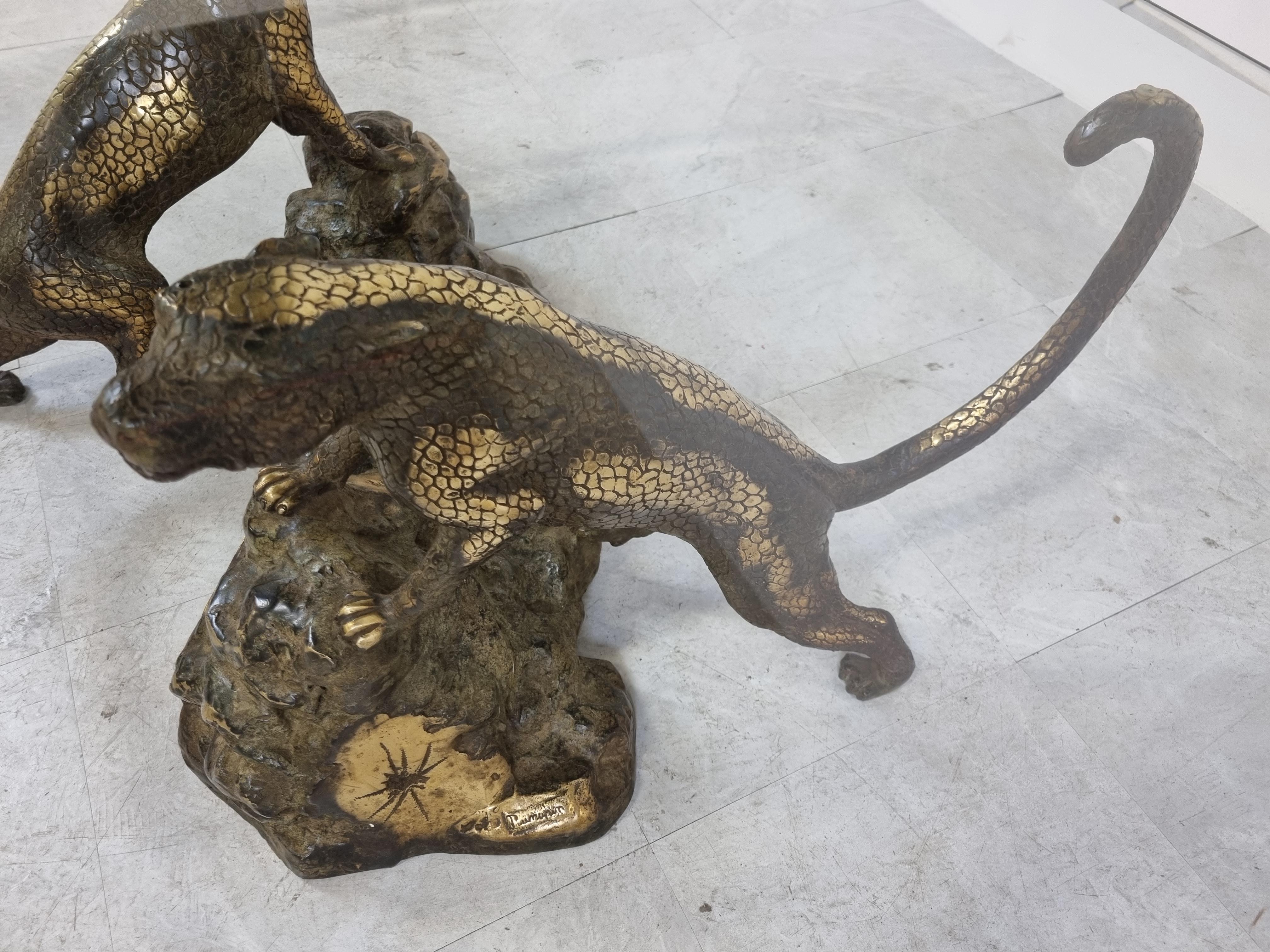 Bronze Leopard Coffee Table, 1970s 1