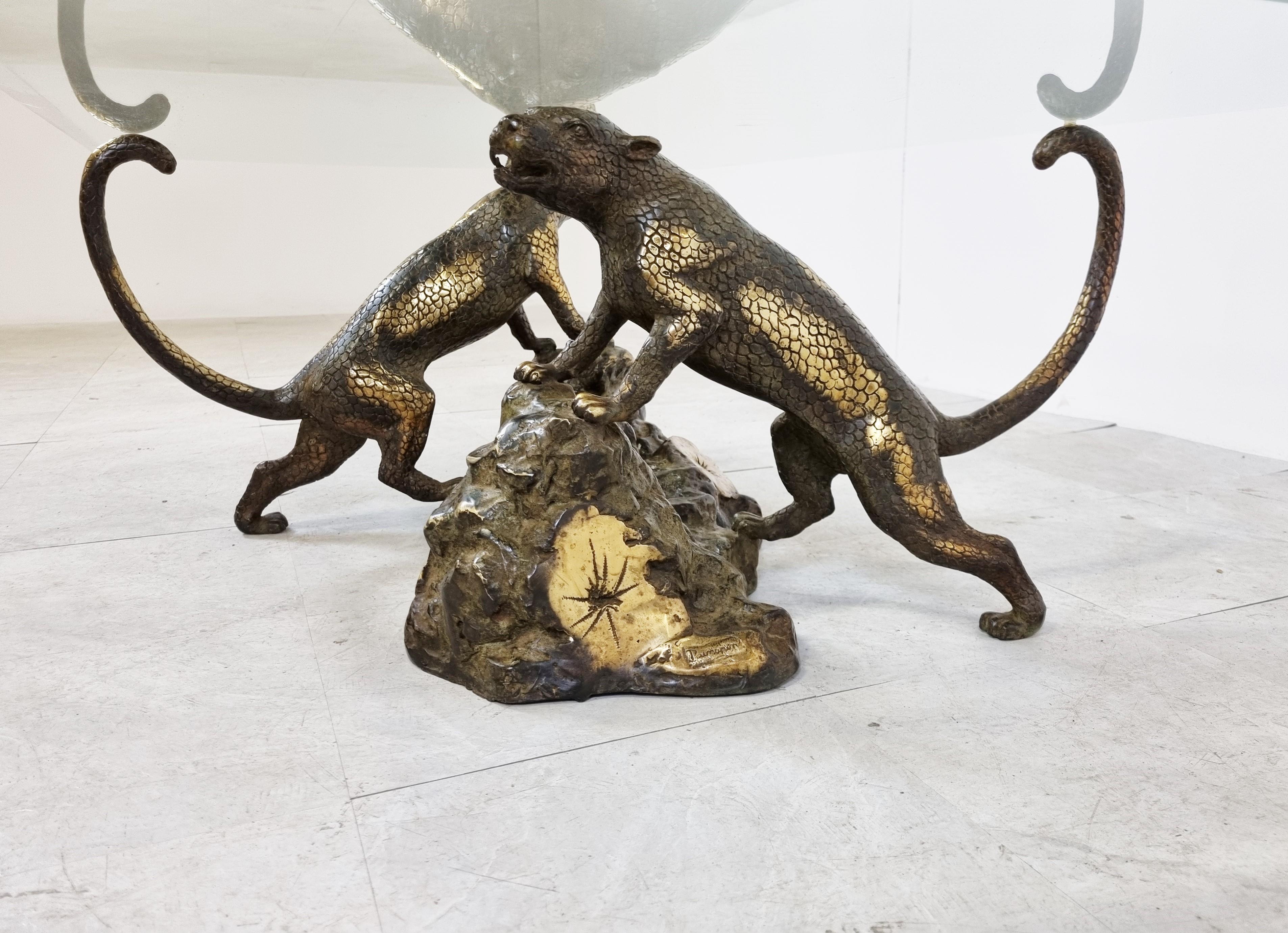 Bronze Leopard Coffee Table, 1970s In Good Condition In Leuven, Vlaams Gewest
