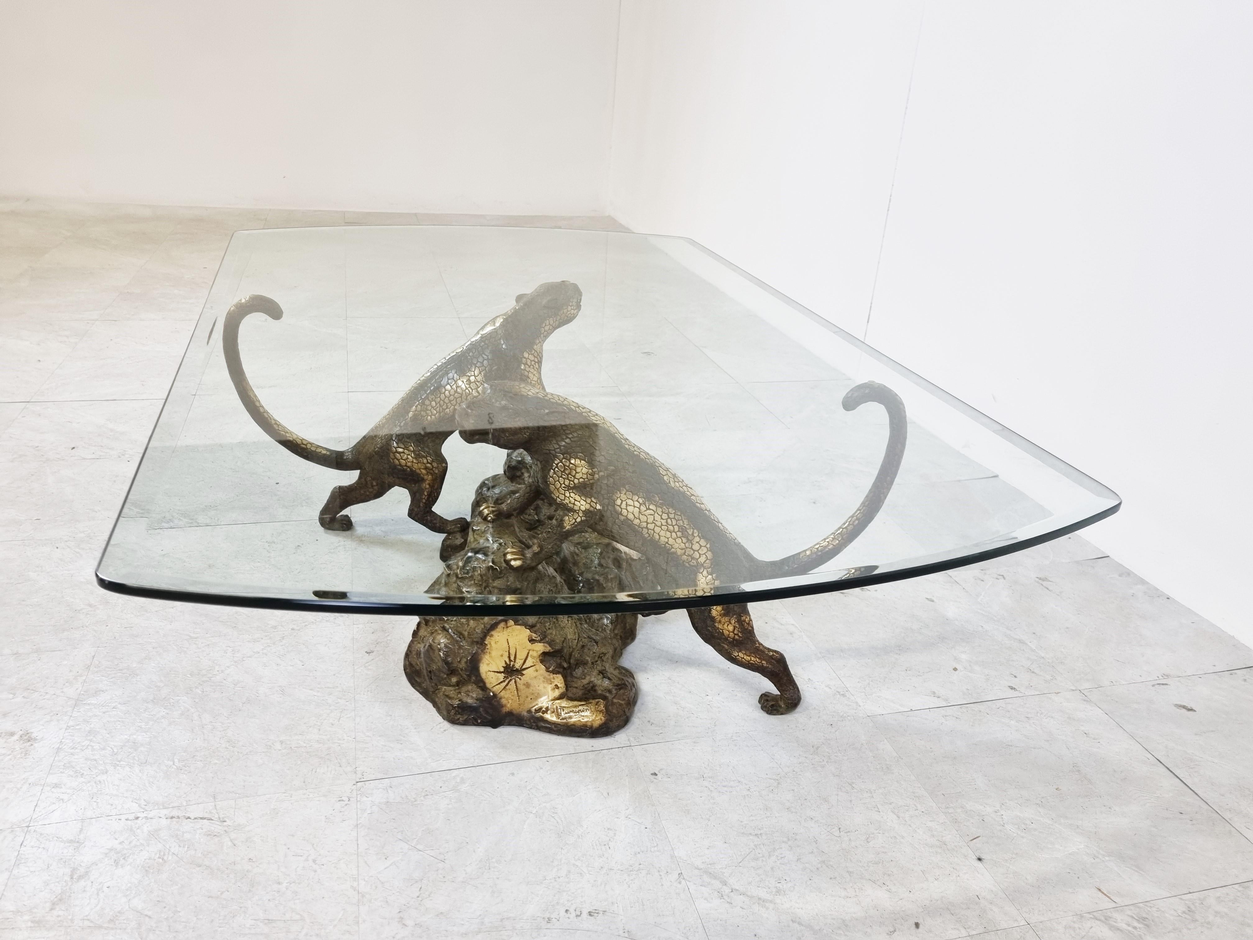Late 20th Century Bronze Leopard Coffee Table, 1970s