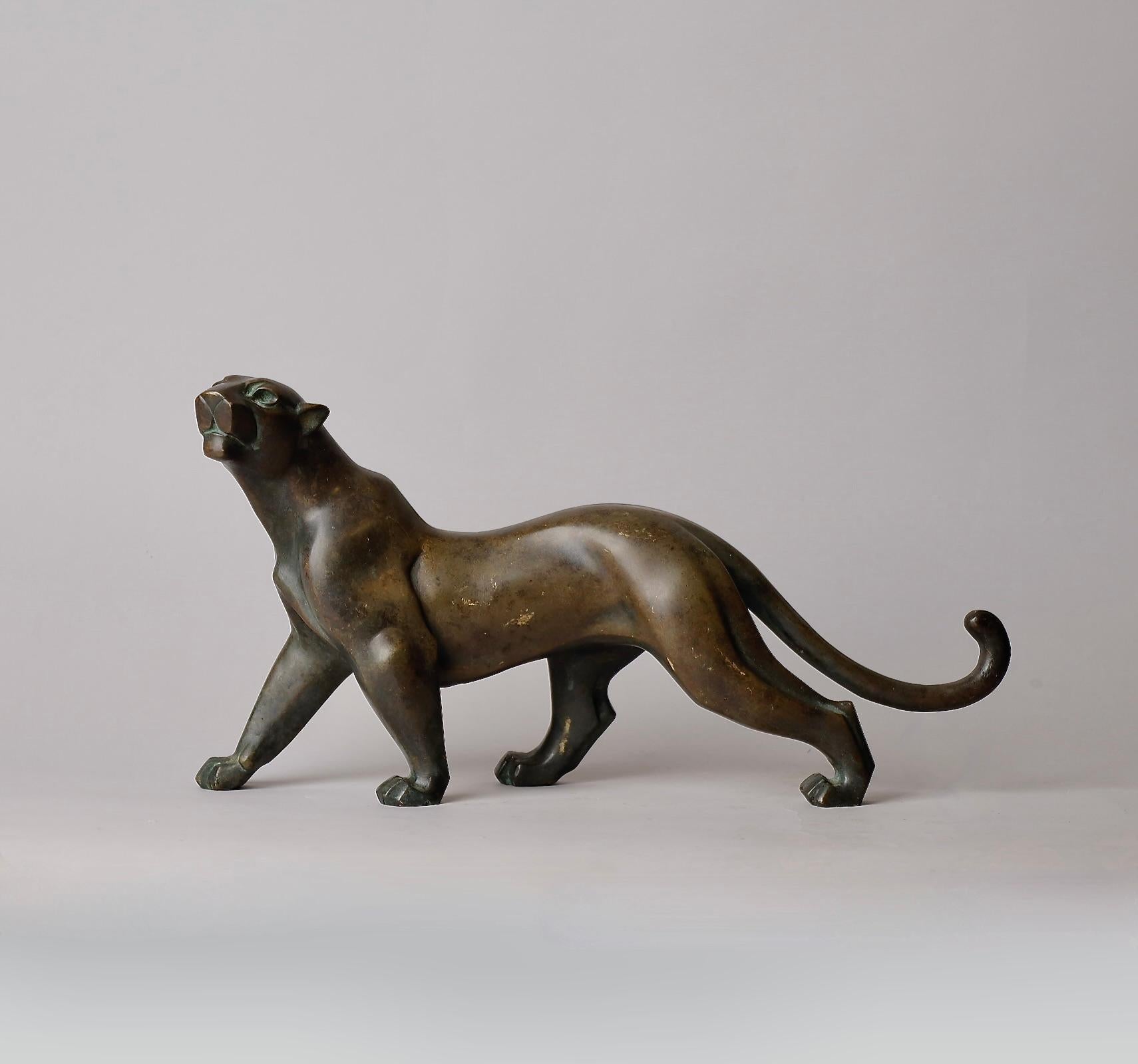 Showa Sculpture léopard de l'artiste de Nitten Tsuda Eijyu (1915-2001) en vente