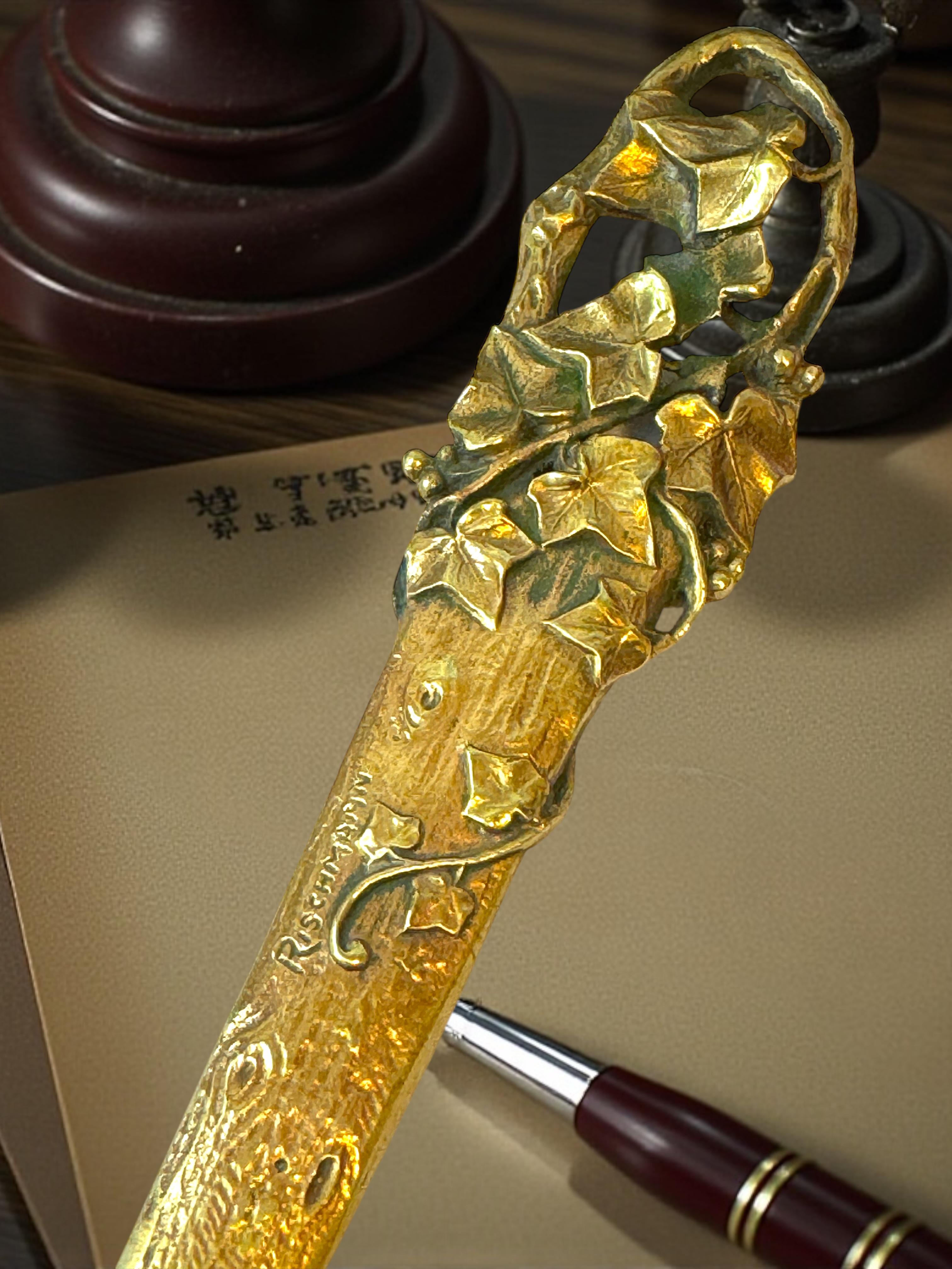 Bronze Brieföffner Jugendstil Anfang 20. Jahrhundert signiert Rischmann, Frankreich im Angebot 6