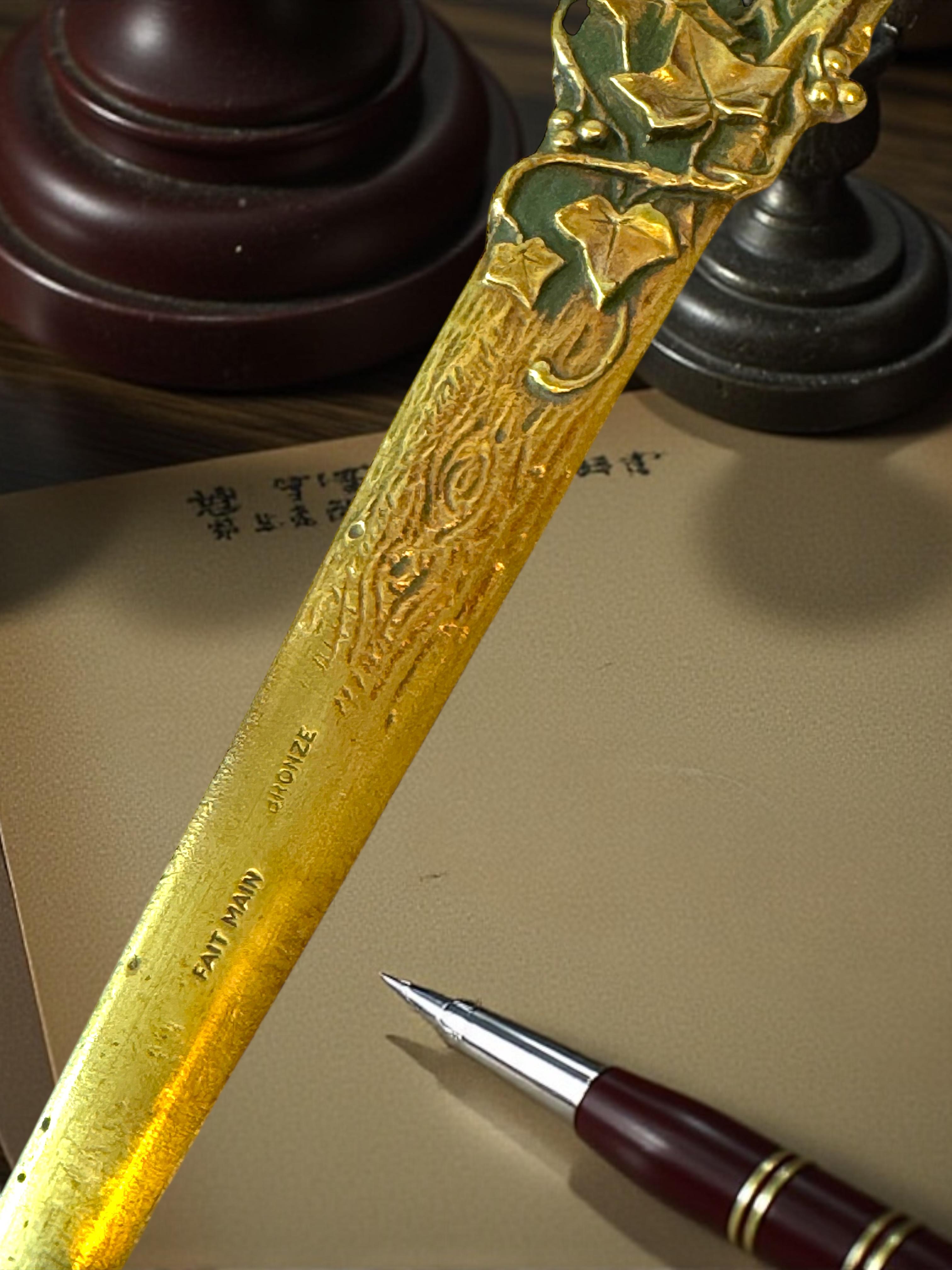 Bronze Brieföffner Jugendstil Anfang 20. Jahrhundert signiert Rischmann, Frankreich im Angebot 9