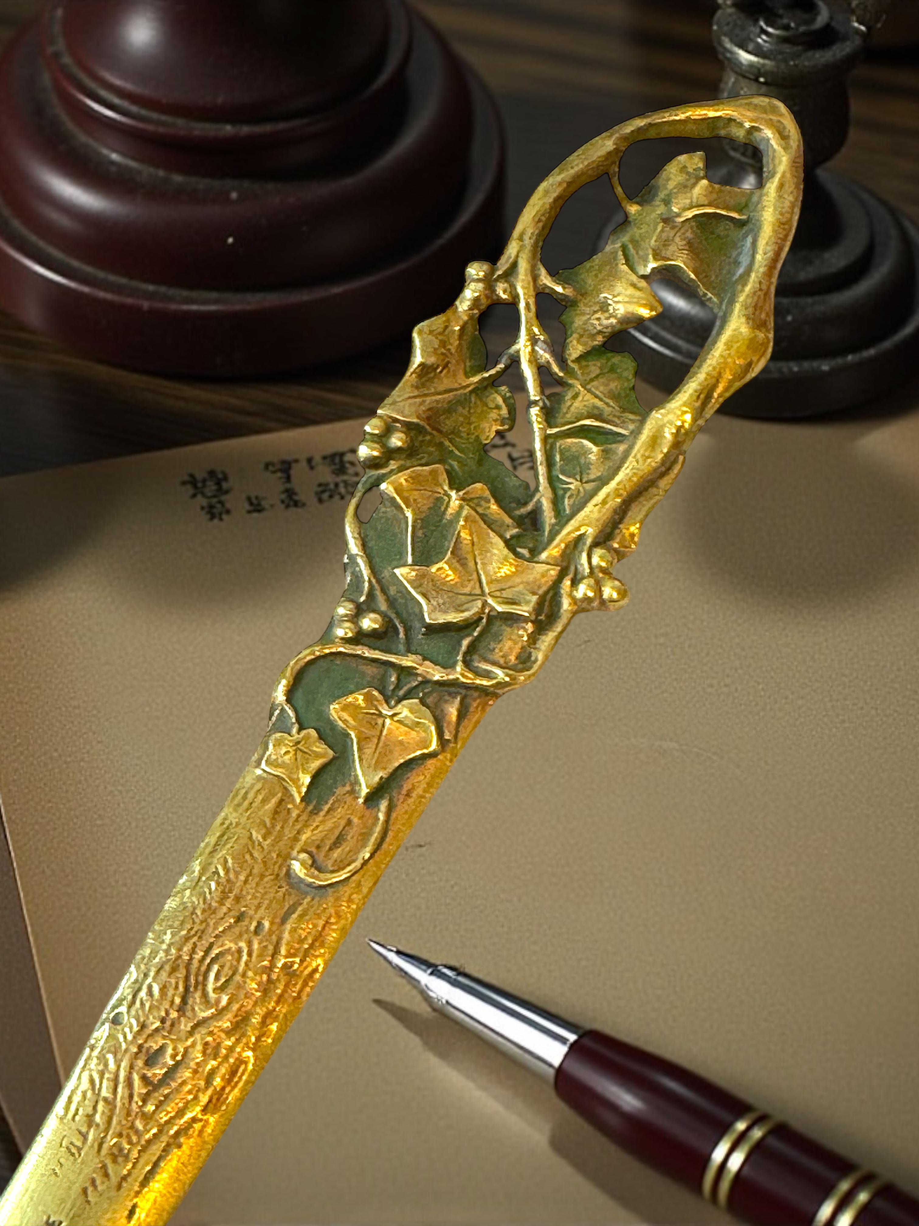 Bronze Brieföffner Jugendstil Anfang 20. Jahrhundert signiert Rischmann, Frankreich im Angebot 10