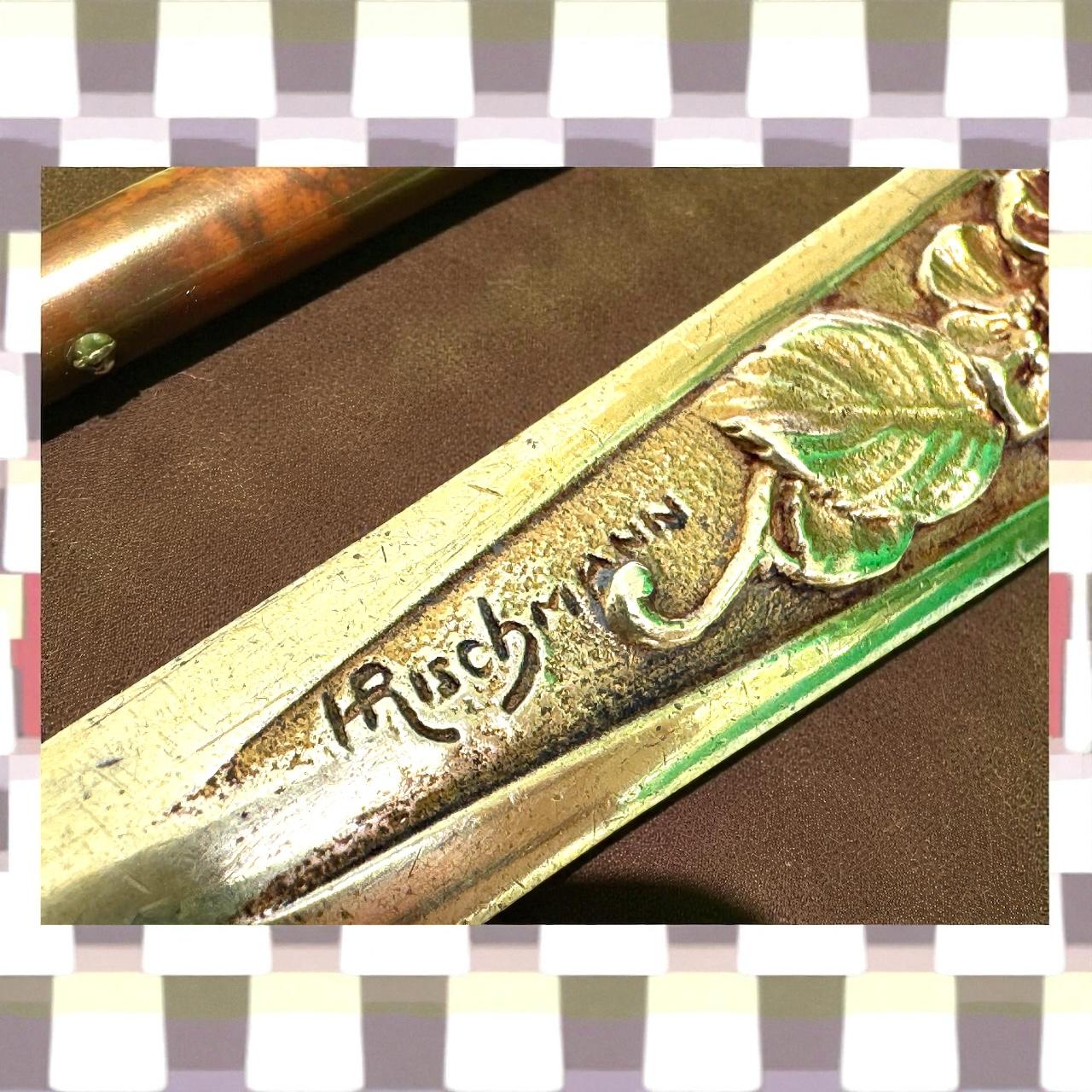 Bronze Brieföffner Jugendstil Anfang 20. Jahrhundert signiert Rischmann, Frankreich im Angebot 10