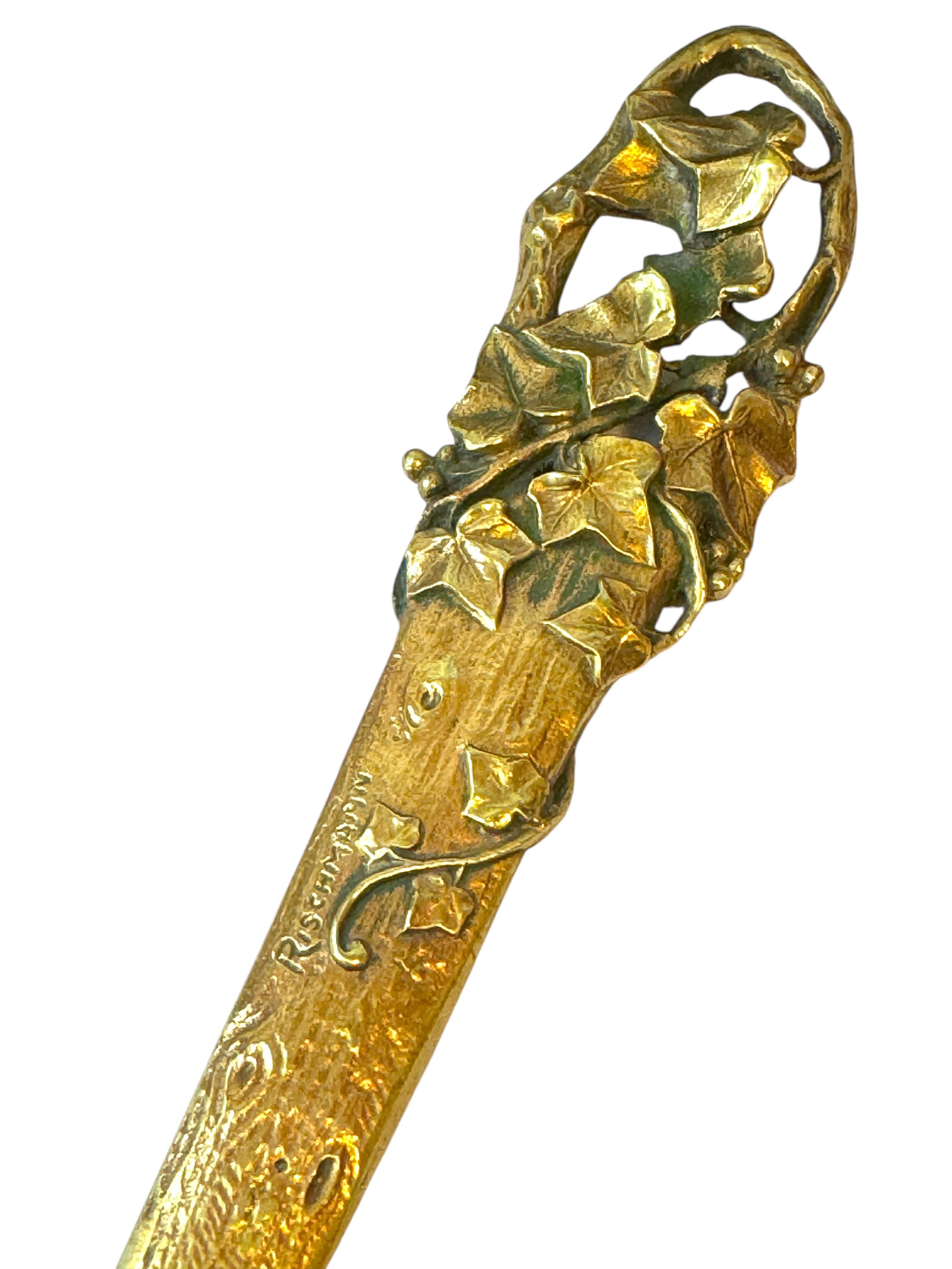 Bronze Brieföffner Jugendstil Anfang 20. Jahrhundert signiert Rischmann, Frankreich (Französisch) im Angebot