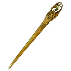Bronze Letter Opener Art Nouveau early 20th century signed Rischmann, France