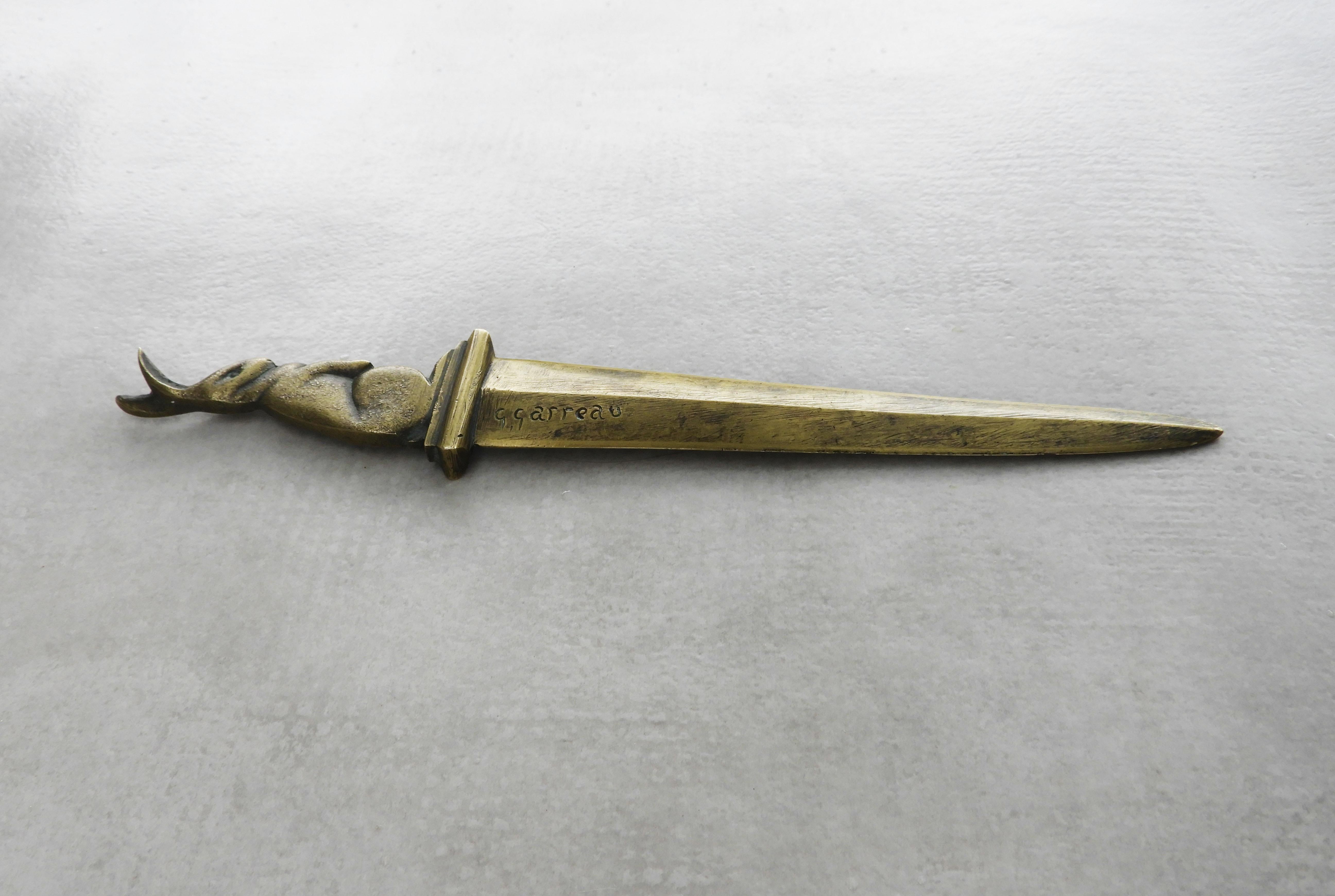 Bronze Letter Opener by Georges Raoul Garreau, 1885-1955 In Good Condition In Trensacq, FR