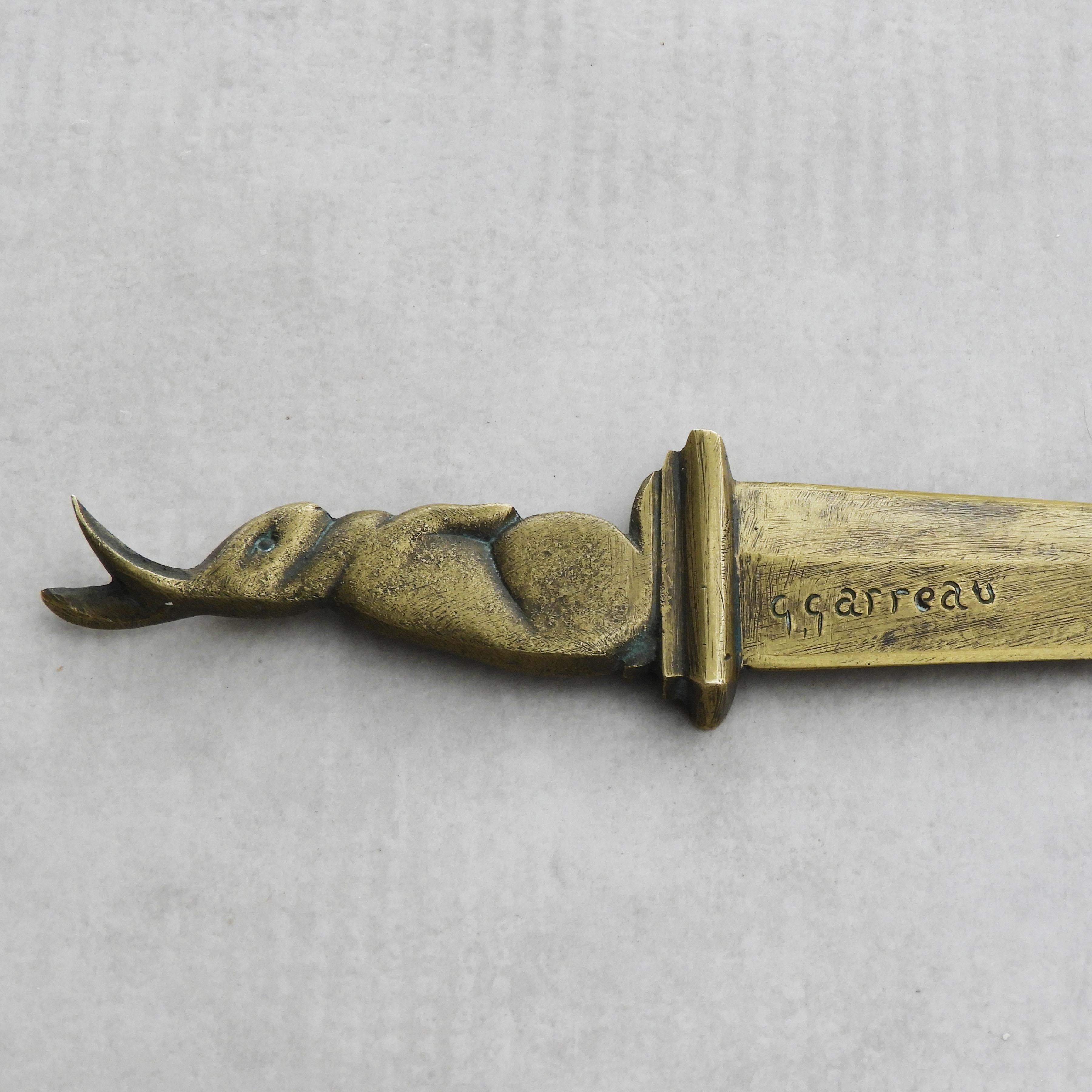 20th Century Bronze Letter Opener by Georges Raoul Garreau, 1885-1955