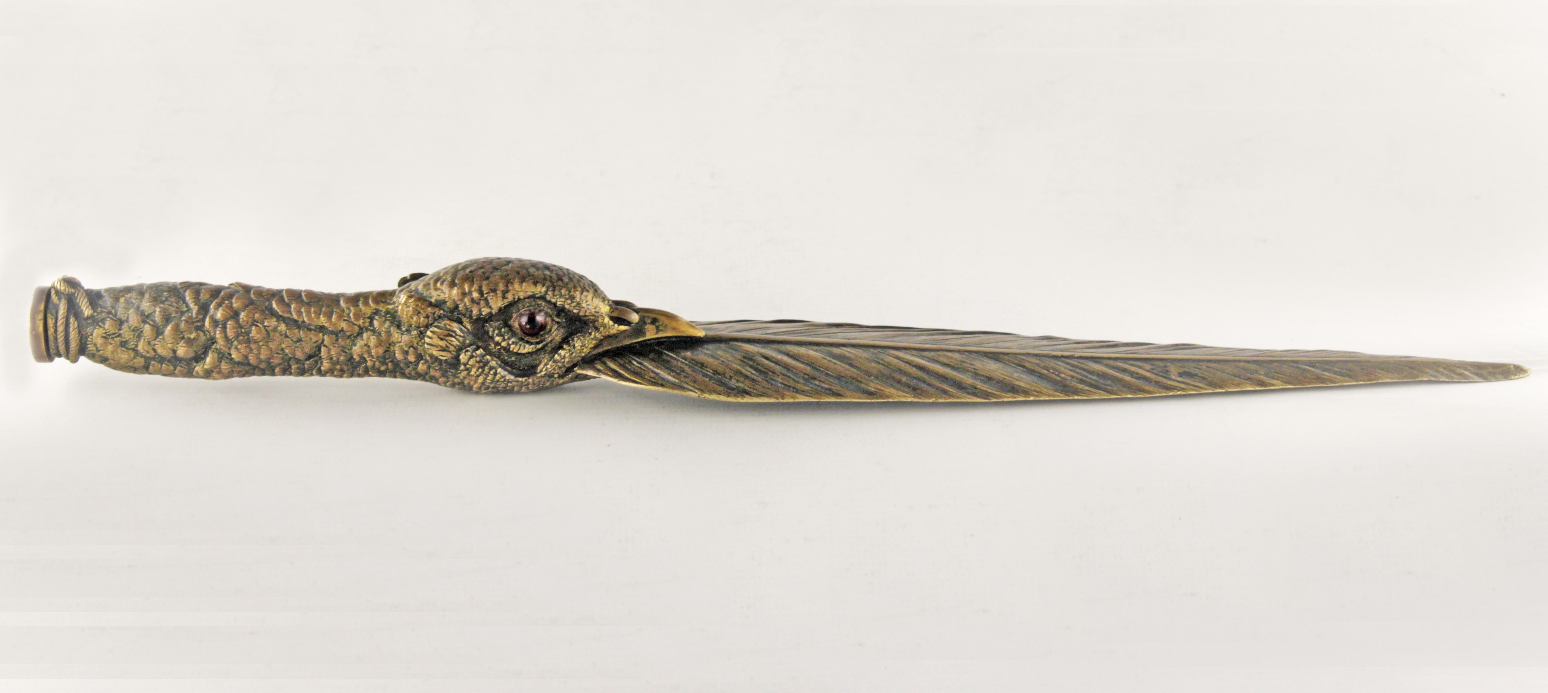 French Bronze Letter Opener Knife Depicting an Eagle Made by Sculptor Jules Moigniez For Sale