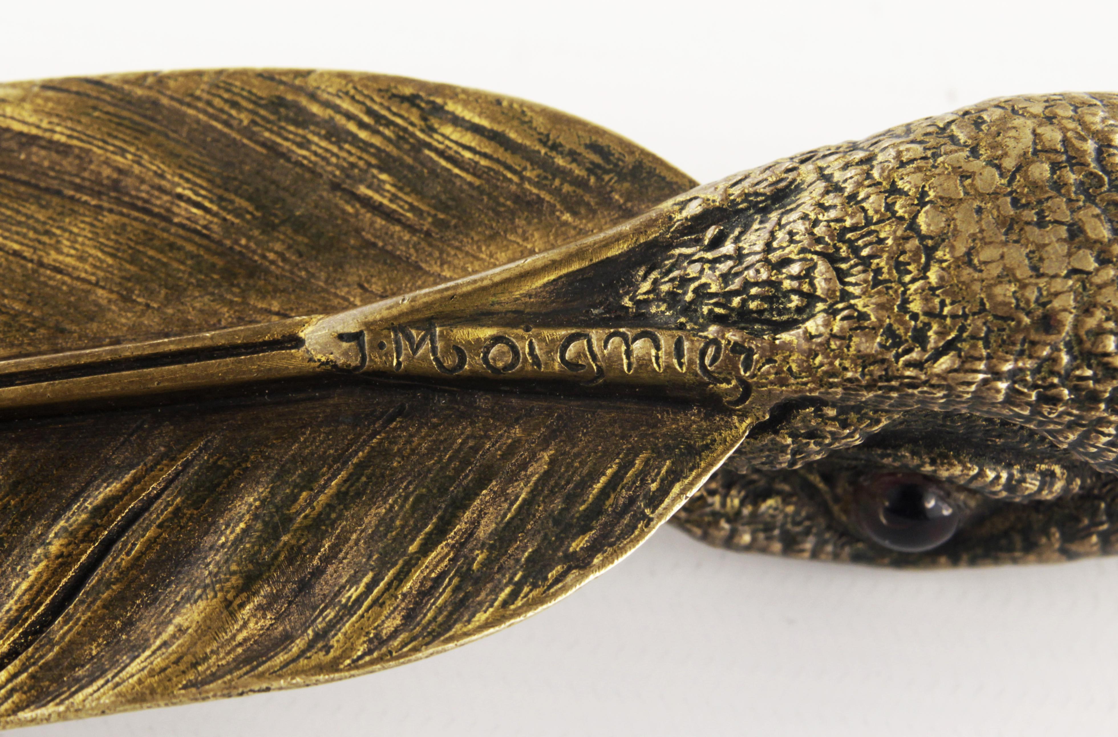 Bronze Letter Opener Knife Depicting an Eagle Made by Sculptor Jules Moigniez In Good Condition For Sale In North Miami, FL