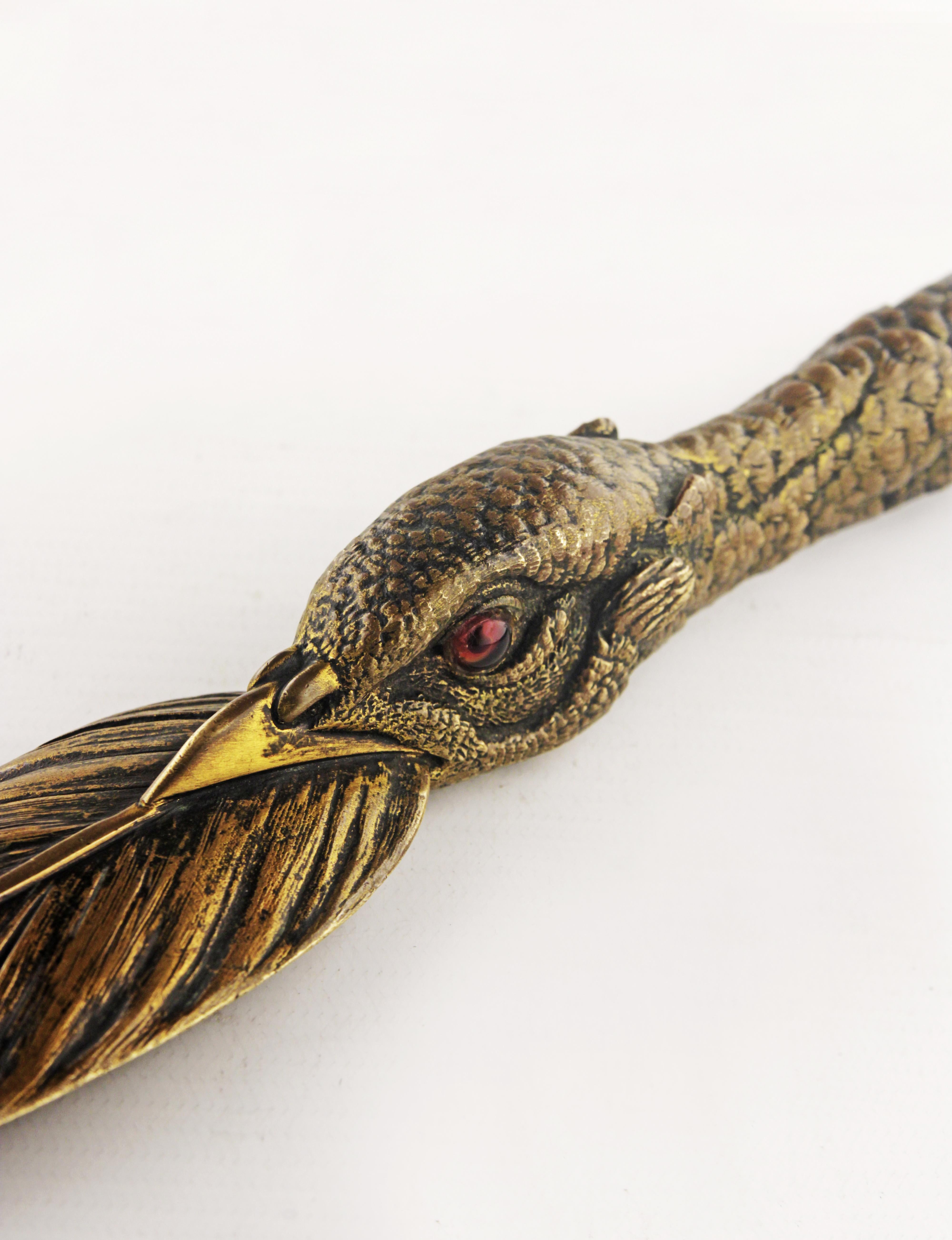 19th Century Bronze Letter Opener Knife Depicting an Eagle Made by Sculptor Jules Moigniez For Sale