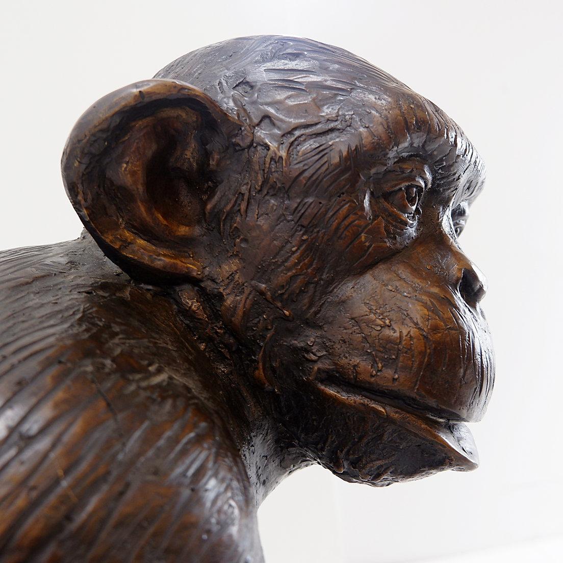 Mid-Century Modern Bronze Life-size Chimpanzee Statue