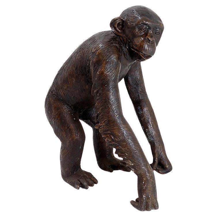 Bronze Life-size Chimpanzee Statue