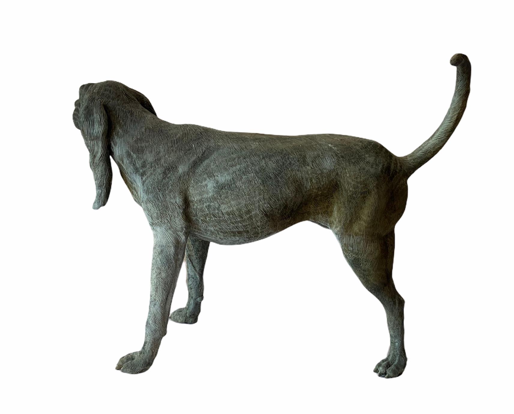Unknown Bronze Life Size Dog Fountain Sculpture