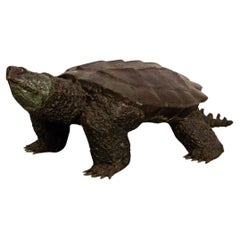 Bronze Life Sized Snapping Turtle Contemporary Realism Reptile Floor Sculpture