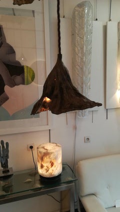 Bronze Light Suspension in the Shape of a Faded Leaf