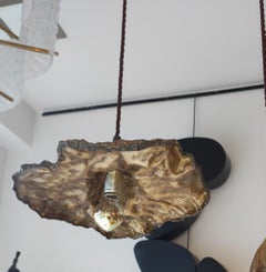 Bronze Light Suspension in the Shape of a Faded Leaf