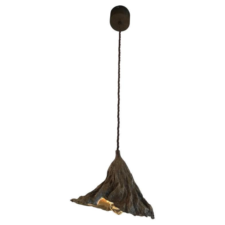 Bronze Light Suspension in the Shape of a Faded Leaf For Sale