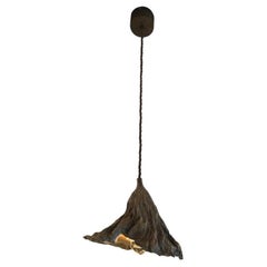 Bronze Light Suspension in the Shape of a Faded Leaf