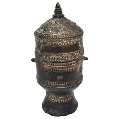 Bronze Lime Container from Laos, Mid-20th Century