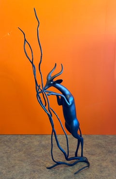 Bronze Limited Edition "Gerenuk and Tree" Sculpture by Loet Vanderveen