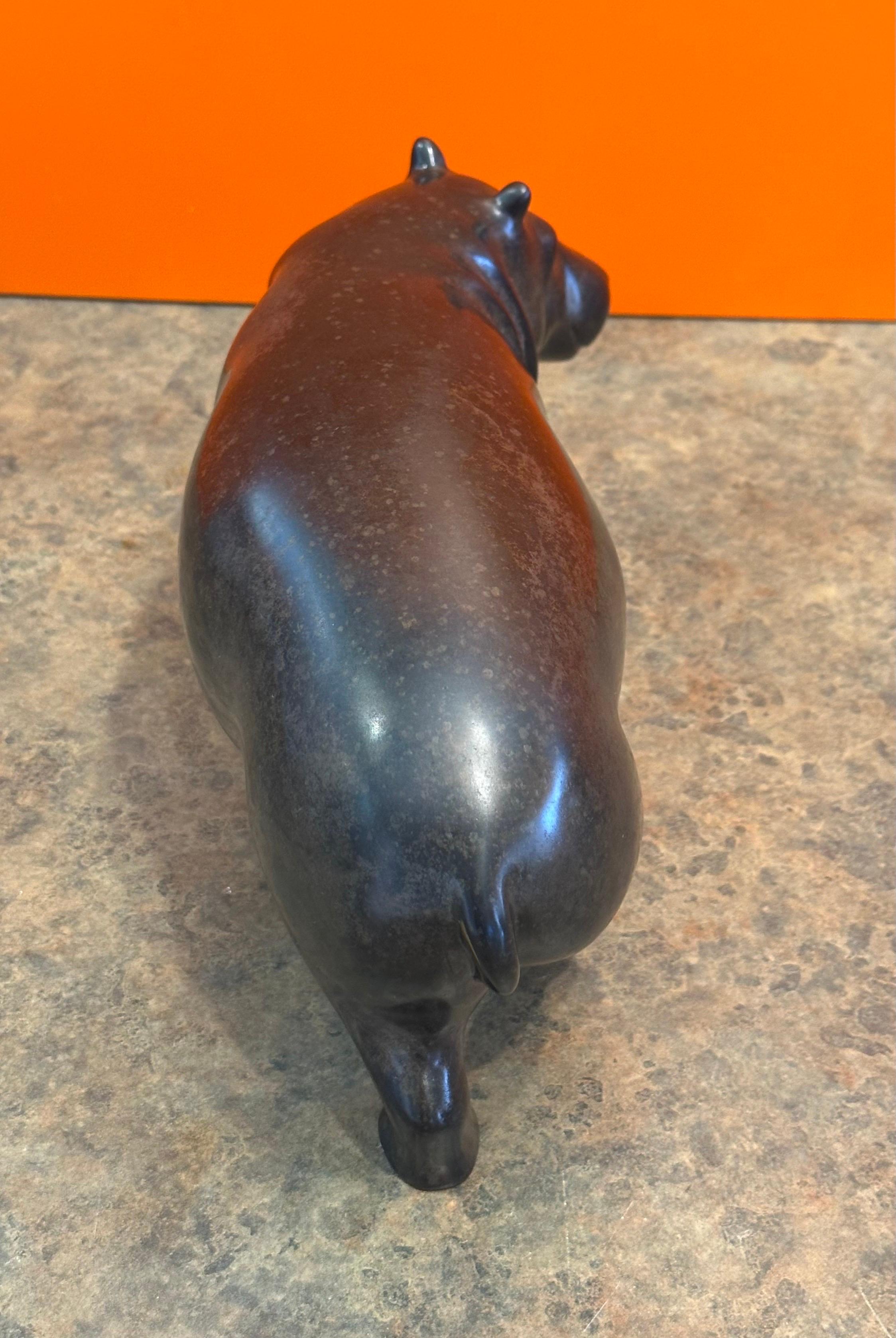 Bronze Limited Edition Hippopotamus Sculpture by Loet Vanderveen en vente 4