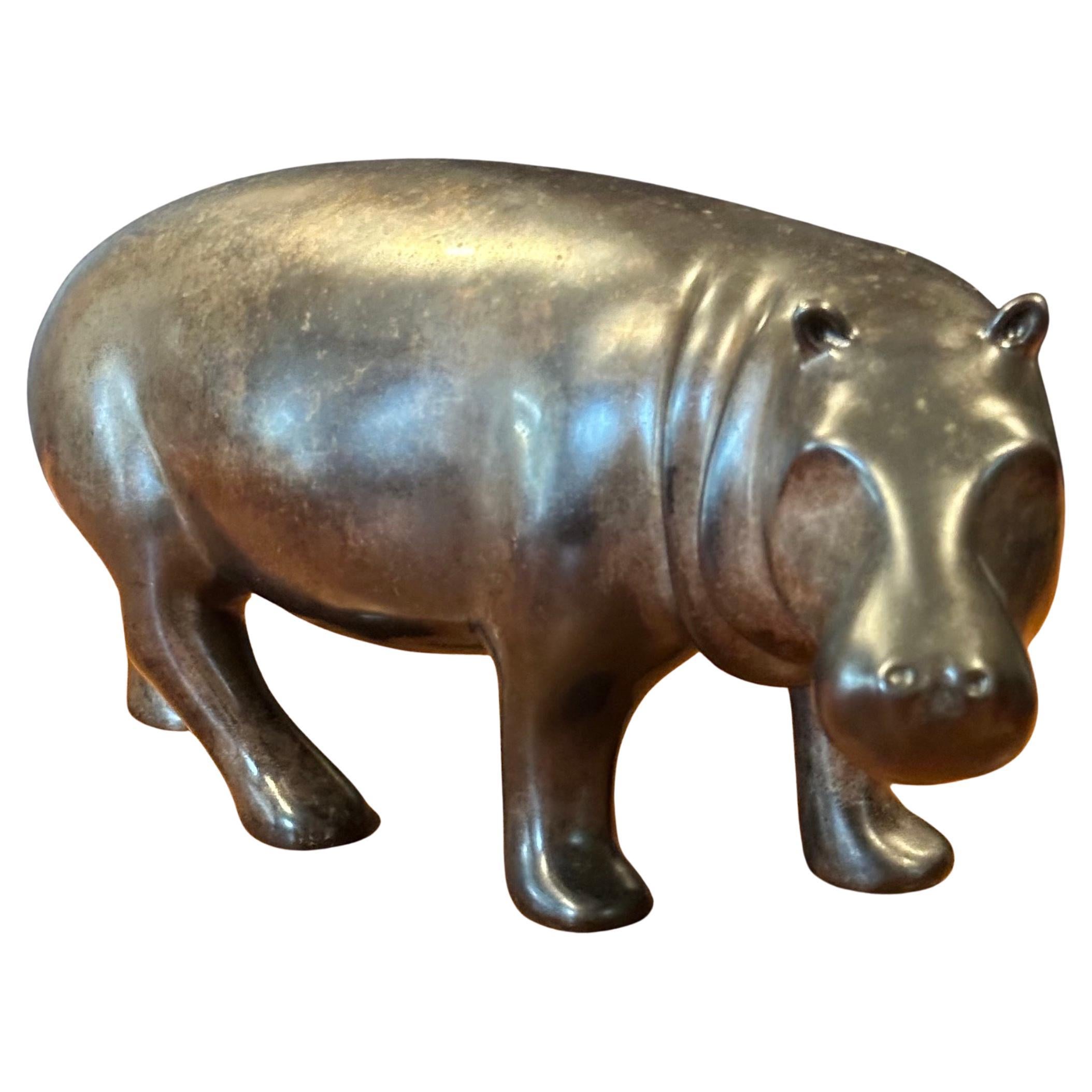 Bronze Limited Edition Hippopotamus Sculpture by Loet Vanderveen