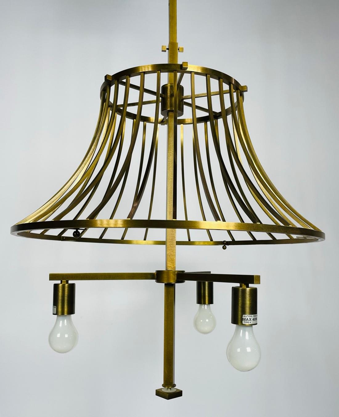 Bronze & Linen Chandelier by Barbara Barry for Baker, Made in Italy For Sale 6