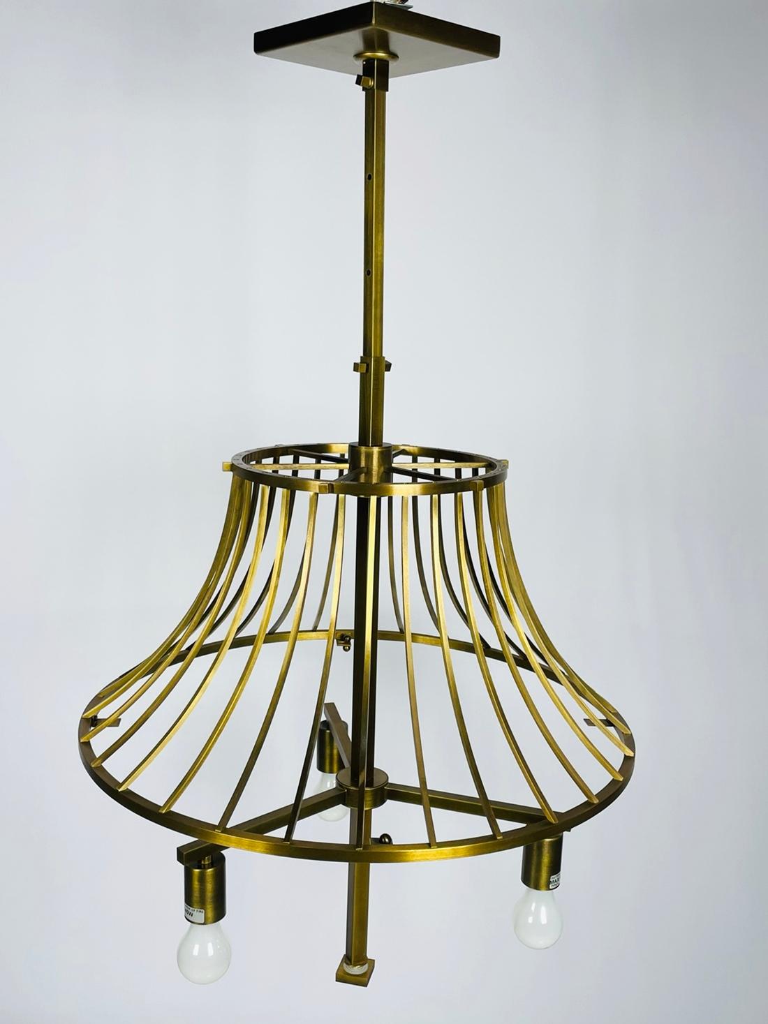 Bronze & Linen Chandelier by Barbara Barry for Baker, Made in Italy For Sale 7
