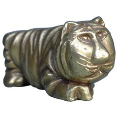 Vintage Bronze Lion Abstract Sculpture Figurine, Belgium, 1960s