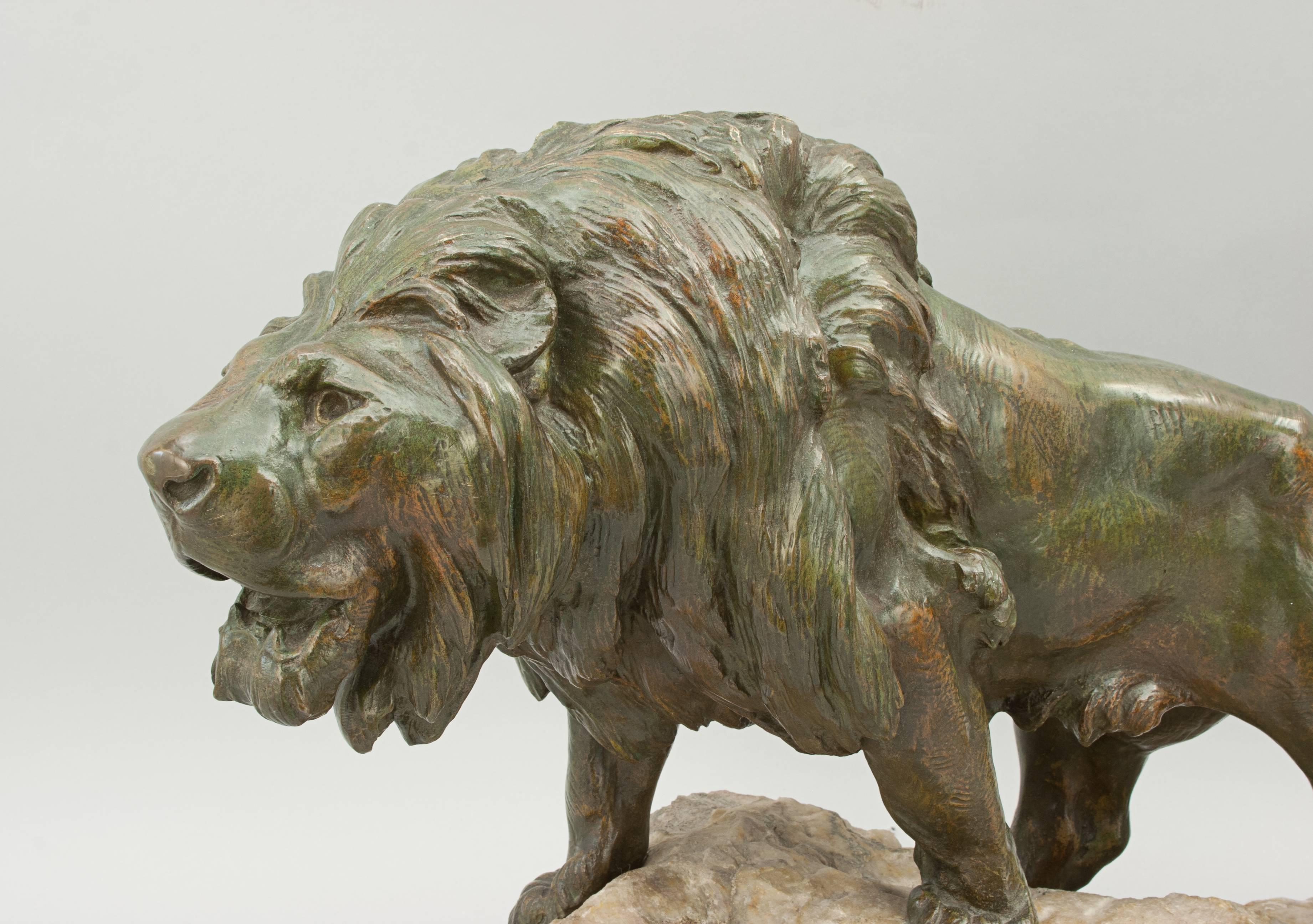 French Bronze Lion by Lecourtier